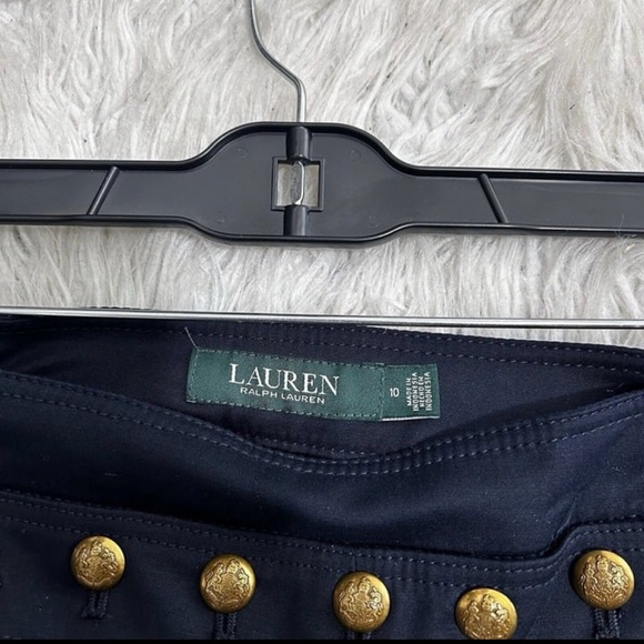 Ralph Lauren Sailor Pants Womens 10 Navy Blue High Waist Wide Leg Button Detail - Picture 8 of 12